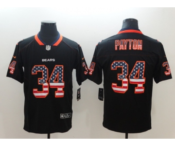 Nike Bears 34 Wlater Payton Black USA Flag Limited Jersey