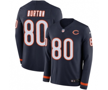 Nike Bears #80 Trey Burton Navy Blue Team Color Men's Stitched NFL Limited Therma Long Sleeve Jersey