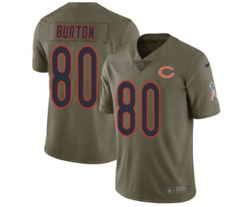 Nike Bears 80 Trey Burton Olive Men's Stitched NFL Limited 2017 Salute To Service Jersey