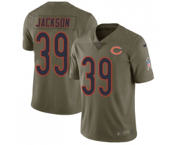 Nike Chicago Bears Men's #39 Eddie Jackson Limited Olive 2017 Salute to Service NFL Jersey