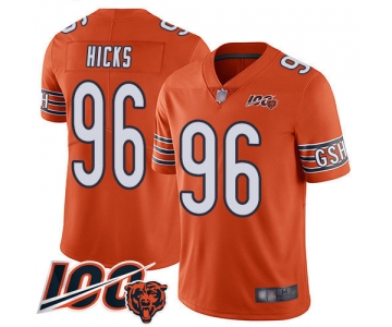 Nike Chicago Bears Men's #96 Akiem Hicks Orange Alternate 100th Season Limited Jersey