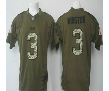 Men's Tampa Bay Buccaneers #3 Jameis Winston Green Salute To Service Limited Jersey