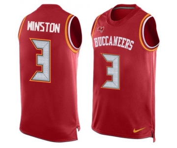 Men's Tampa Bay Buccaneers #3 Jameis Winston Red Hot Pressing Player Name & Number Nike NFL Tank Top Jersey