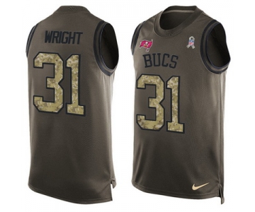 Men's Tampa Bay Buccaneers #31 Major Wright Green Salute to Service Hot Pressing Player Name & Number Nike NFL Tank Top Jersey