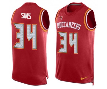 Men's Tampa Bay Buccaneers #34 Charles Sims Red Hot Pressing Player Name & Number Nike NFL Tank Top Jersey