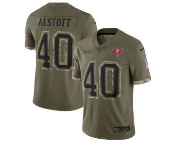 Men's Tampa Bay Buccaneers #40 Mike Alstott 2022 Olive Salute To Service Limited Stitched Jersey