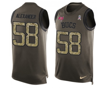 Men's Tampa Bay Buccaneers #58 Kwon Alexander Green Salute to Service Hot Pressing Player Name & Number Nike NFL Tank Top Jersey