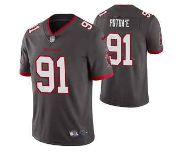 Men's Tampa Bay Buccaneers #91 Benning Potoa'e Gray Vapor Untouchable Limited Stitched Jersey