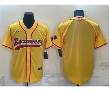 Men's Tampa Bay Buccaneers Blank Yellow Stitched Cool Base Nike Baseball Jersey