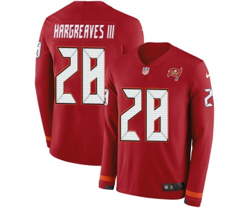 Nike Buccaneers #28 Vernon Hargreaves III Red Team Color Men's Stitched NFL Limited Therma Long Sleeve Jersey