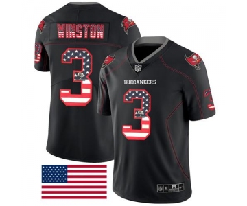 Nike Buccaneers #3 Jameis Winston Black Men's Stitched NFL Limited Rush USA Flag Jersey