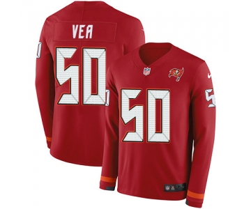 Nike Buccaneers #50 Vita Vea Red Team Color Men's Stitched NFL Limited Therma Long Sleeve Jersey