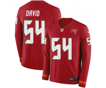 Nike Buccaneers #54 Lavonte David Red Team Color Men's Stitched NFL Limited Therma Long Sleeve Jersey