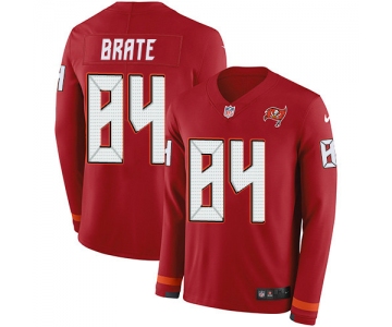 Nike Buccaneers #84 Cameron Brate Red Team Color Men's Stitched NFL Limited Therma Long Sleeve Jersey