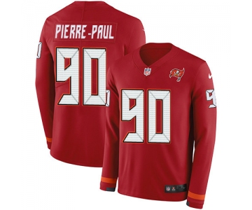 Nike Buccaneers #90 Jason Pierre-Paul Red Team Color Men's Stitched NFL Limited Therma Long Sleeve Jersey