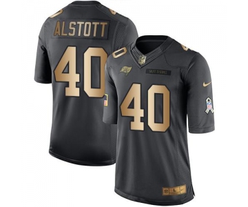 Nike Tampa Bay Buccaneers #40 Mike Alstott Black Men's Stitched NFL Limited Gold Salute To Service Jersey