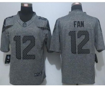Men's Seattle Seahawks #12 Fan Nike Gray Gridiron 2015 NFL Gray Limited Jersey