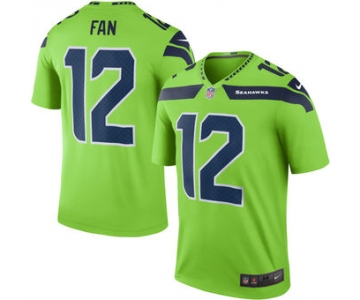 Men's Seattle Seahawks #12 Fan Nike Green Color Rush Legend Jersey