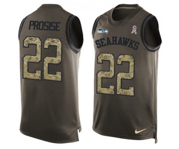 Men's Seattle Seahawks #22 C.J.Prosise Green Salute to Service Hot Pressing Player Name & Number Nike NFL Tank Top Jersey