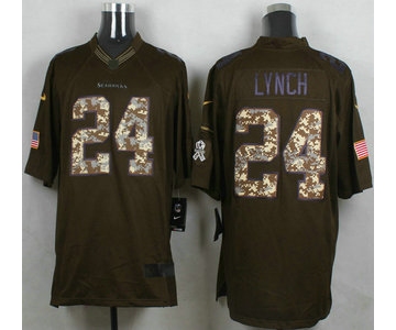 Men's Seattle Seahawks #24 Marshawn Lynch Green Salute to Service 2015 NFL Nike Limited Jersey