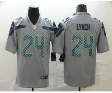 Men's Seattle Seahawks #24 Marshawn Lynch Grey 2017 Vapor Untouchable Stitched NFL Nike Limited Jersey