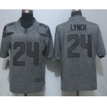 Men's Seattle Seahawks #24 Marshawn Lynch Nike Gray Gridiron 2015 NFL Gray Limited Jersey
