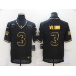 Men's Seattle Seahawks #3 Russell Wilson Black Gold 2020 Salute To Service Stitched NFL Nike Limited Jersey