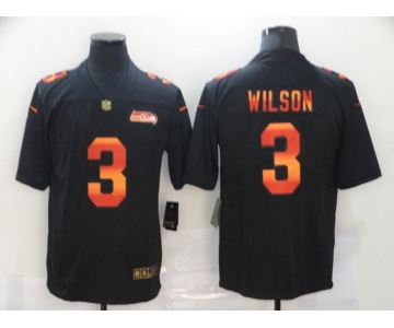 Men's Seattle Seahawks #3 Russell Wilson Black Red Orange Stripe Vapor Limited Nike NFL Jersey