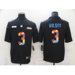 Men's Seattle Seahawks #3 Russell Wilson Multi-Color Black 2020 NFL Crucial Catch Vapor Untouchable Nike Limited Jersey