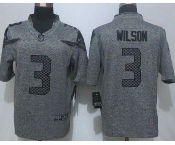 Men's Seattle Seahawks #3 Russell Wilson Nike Gray Gridiron 2015 NFL Gray Limited Jersey