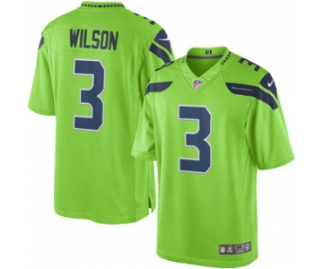 Men's Seattle Seahawks #3 Russell Wilson Nike Green Color Rush Limited Jersey