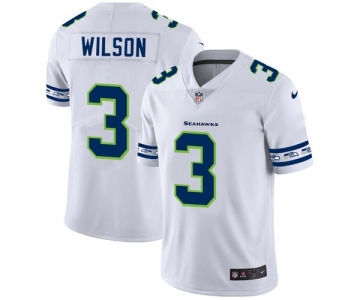 Men's Seattle Seahawks #3 Russell Wilson Nike White Team Logo Vapor Limited NFL Jersey