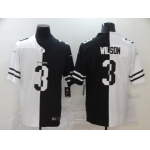 Men's Seattle Seahawks #3 Russell Wilson White Black Peaceful Coexisting 2020 Vapor Untouchable Stitched NFL Nike Limited Jersey