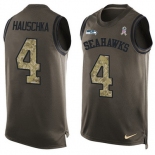 Men's Seattle Seahawks #4 Steven Hauschka Green Salute to Service Hot Pressing Player Name & Number Nike NFL Tank Top Jersey