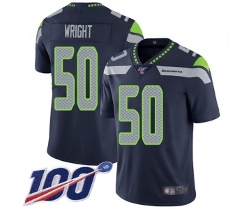 Men's Seattle Seahawks #50 K.J. Wright Navy Blue Football Home Vapor Untouchable 100th Season Limited Jersey