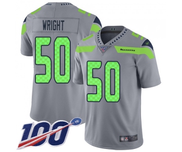 Men's Seattle Seahawks #50 K.J. Wright Silver Football Inverted Legend 100th Season Jersey