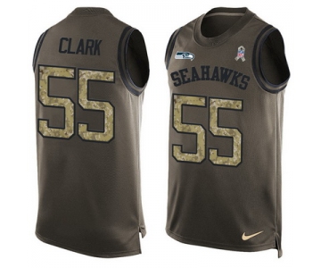 Men's Seattle Seahawks #55 Frank Clark Green Salute to Service Hot Pressing Player Name & Number Nike NFL Tank Top Jersey