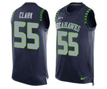 Men's Seattle Seahawks #55 Frank Clark Navy Blue Hot Pressing Player Name & Number Nike NFL Tank Top Jersey