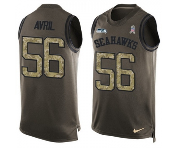 Men's Seattle Seahawks #56 Cliff Avril Green Salute to Service Hot Pressing Player Name & Number Nike NFL Tank Top Jersey