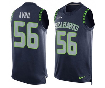 Men's Seattle Seahawks #56 Cliff Avril Navy Blue Hot Pressing Player Name & Number Nike NFL Tank Top Jersey
