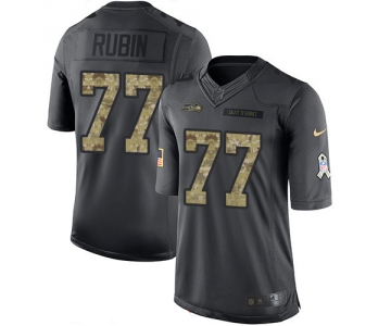 Men's Seattle Seahawks #77 Ahtyba Rubin Black Anthracite 2016 Salute To Service Stitched NFL Nike Limited Jersey