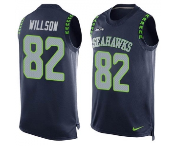 Men's Seattle Seahawks #82 Luke Willson Navy Blue Hot Pressing Player Name & Number Nike NFL Tank Top Jersey