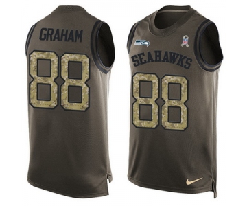 Men's Seattle Seahawks #88 Jimmy Graham Green Salute to Service Hot Pressing Player Name & Number Nike NFL Tank Top Jersey