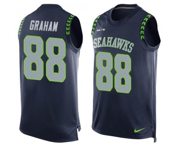 Men's Seattle Seahawks #88 Jimmy Graham Navy Blue Hot Pressing Player Name & Number Nike NFL Tank Top Jersey