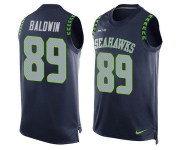 Men's Seattle Seahawks #89 Doug Baldwin Navy Blue Hot Pressing Player Name & Number Nike NFL Tank Top Jersey