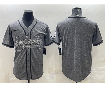 Men's Seattle Seahawks Blank Gray With Patch Cool Base Stitched Baseball Jersey