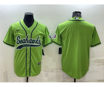 Men's Seattle Seahawks Blank Green With Patch Cool Base Stitched Baseball Jersey