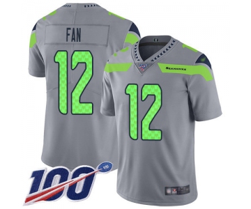 Nike Seahawks #12 Fan Gray Men's Stitched NFL Limited Inverted Legend 100th Season Jersey
