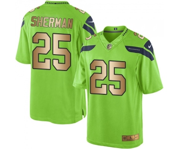 Nike Seahawks #25 Richard Sherman Green Men's Stitched NFL Limited Gold Rush Jersey