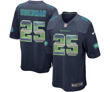 Nike Seahawks #25 Richard Sherman Steel Blue Team Color Men's Stitched NFL Limited Strobe Jersey